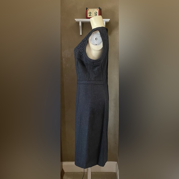 Magaschoni Collection Women Sleeveless Cable Knit Insert Midi Dress Gray Wool - Picture 6 of 13